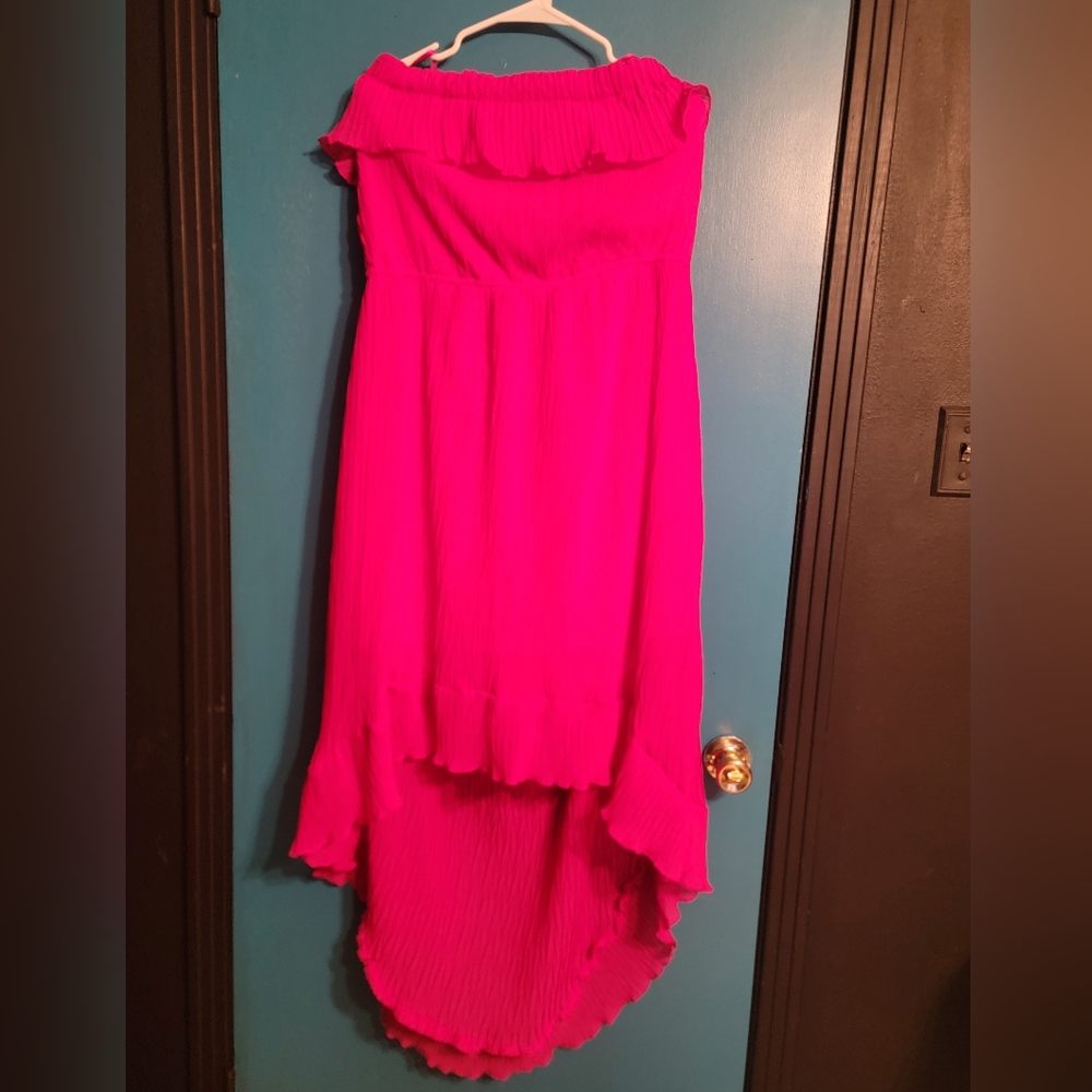 Lucy Diamonds Vibrant Pink Tube-Top Hi-Lo Dress